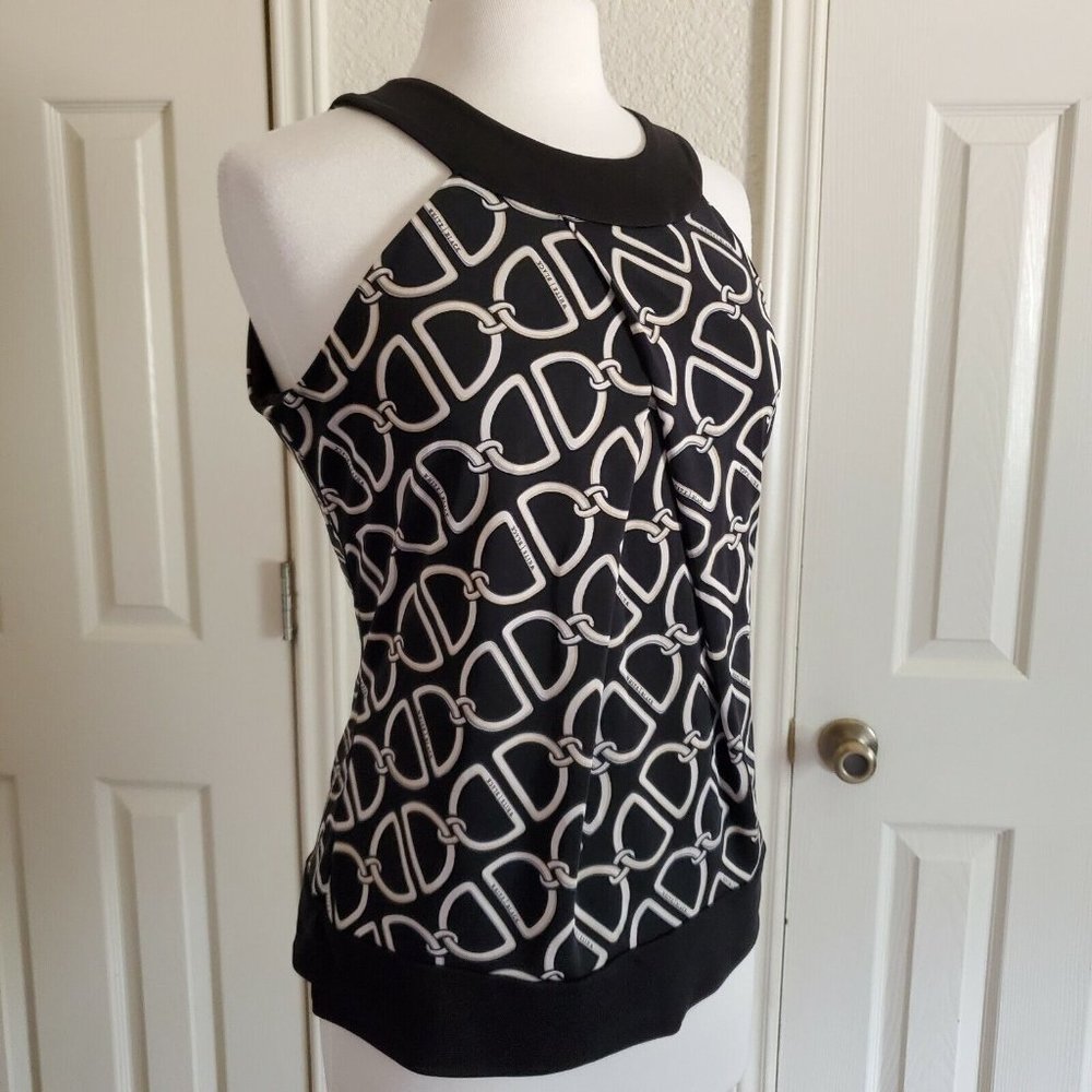 White House Black Market Sleeveless Chain Link Logo Top Size S - Picture 3 of 7